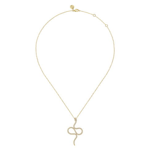 Serpentina Diamond Snake Pendant Necklace in 14K Yellow Gold - 3