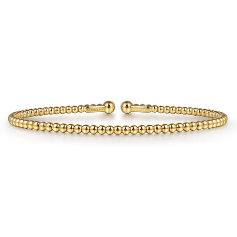 Split 14K Yellow Gold Beaded Bujukan Bangle - 1