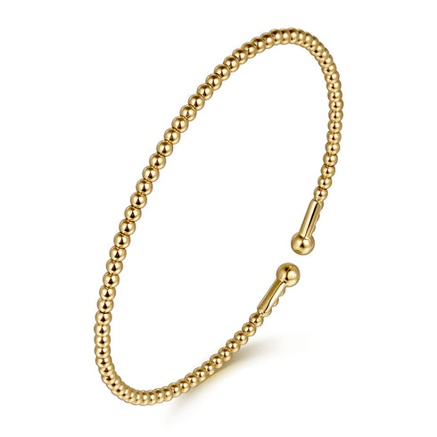 Split 14K Yellow Gold Beaded Bujukan Bangle - 3