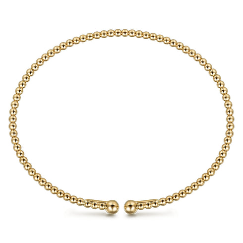 Split 14K Yellow Gold Beaded Bujukan Bangle - 4