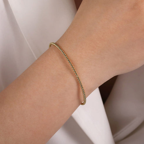 Split 14K Yellow Gold Beaded Bujukan Bangle - 2
