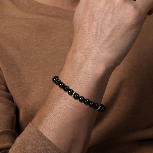 Bujukan Sterling Silver and Onyx Beaded Bracelet - 4