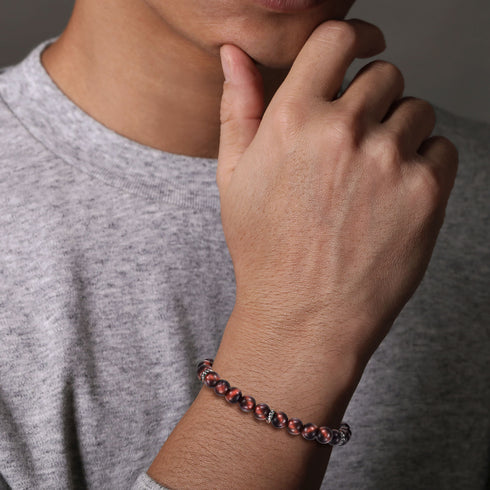 Bujukan Sterling Silver and Tiger Eye Beaded Bracelet - 4