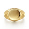 Facets 14K Yellow Gold Round Signet Ring in High Polished Finish - 2