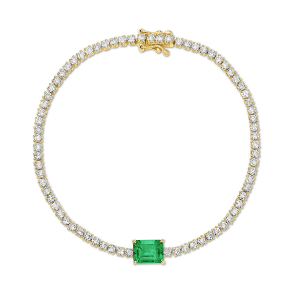 Emerald Diamond Hepburn Bracelet in Yellow Gold - 2