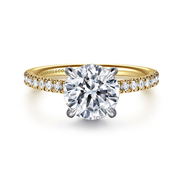 Allison 14K White-Yellow Gold Round Hidden Halo Diamond and Engagement Ring - 1