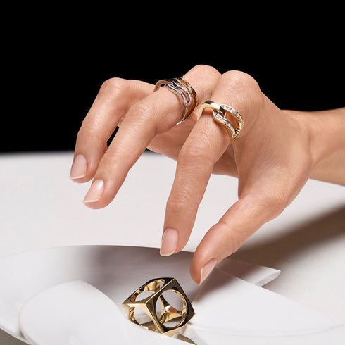 Maillon Large Ring in 18K Yellow Gold with Diamonds - 4