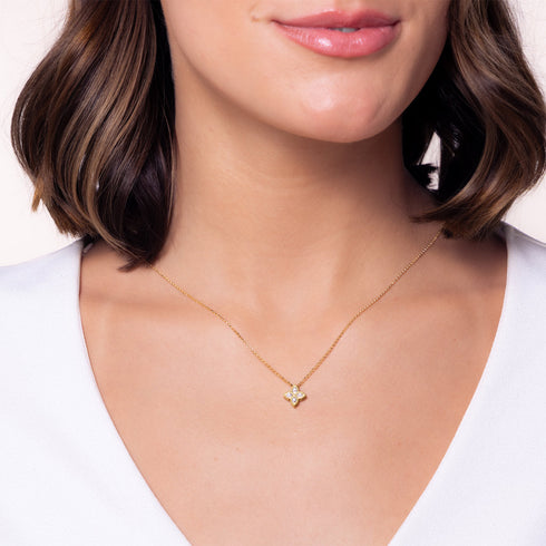 Princess Flower Diamond Necklace in 18K Yellow Gold - 2