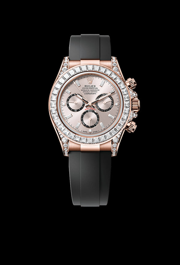 rolex Cosmograph Daytona in 18 ct Everose gold with lugs set with diamonds, M126535TBR-0002 - Zadok Jewelers