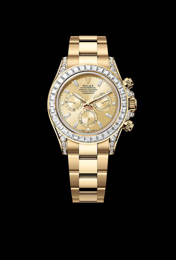 rolex Cosmograph Daytona in 18 ct yellow gold with lugs set with diamonds, M126598TBR-0001 - Zadok Jewelers