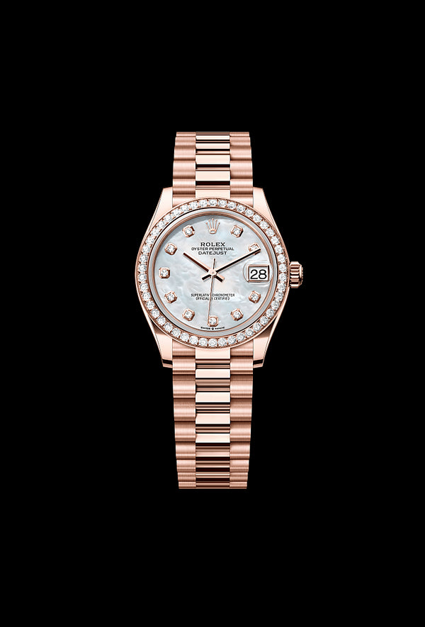 rolex Datejust in 18 ct Everose gold, M278285RBR-0005 - Zadok Jewelers
