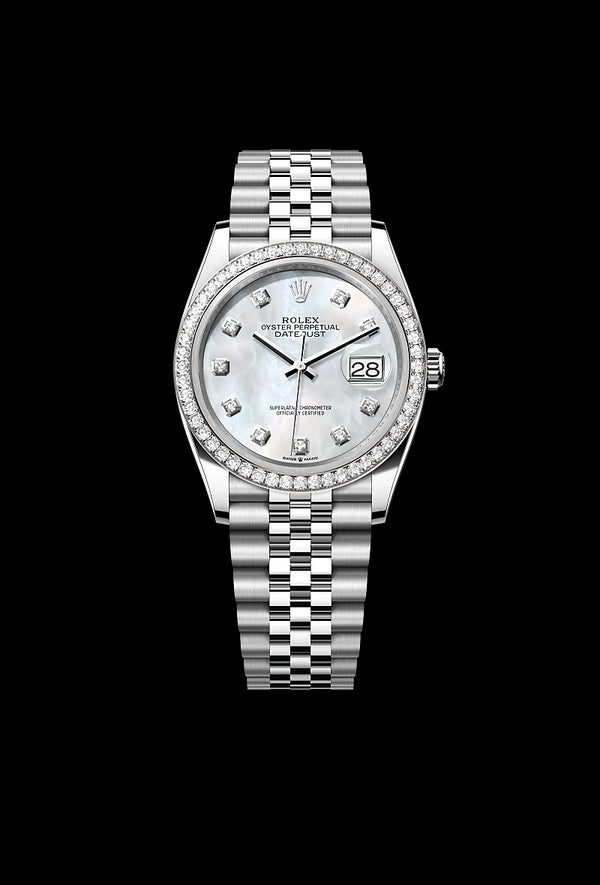 rolex Datejust in White Rolesor - combination of Oystersteel and white gold, M126284RBR-0011 - Zadok Jewelers