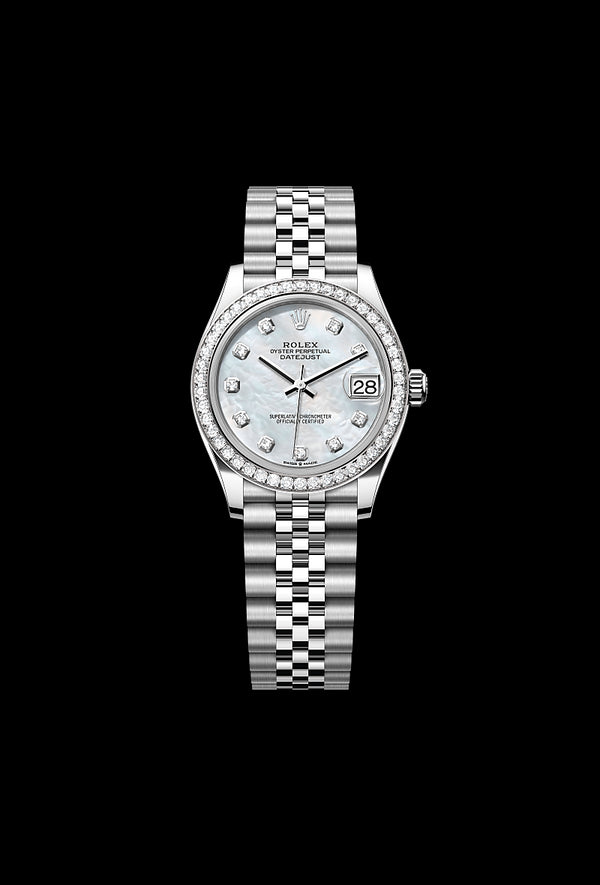 rolex Datejust in White Rolesor - combination of Oystersteel and white gold, M278384RBR-0008 - Zadok Jewelers
