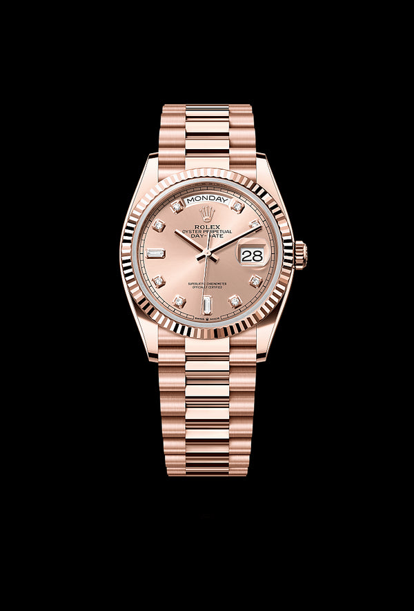 rolex Day-Date in 18 ct Everose gold, M128235-0009 - Zadok Jewelers