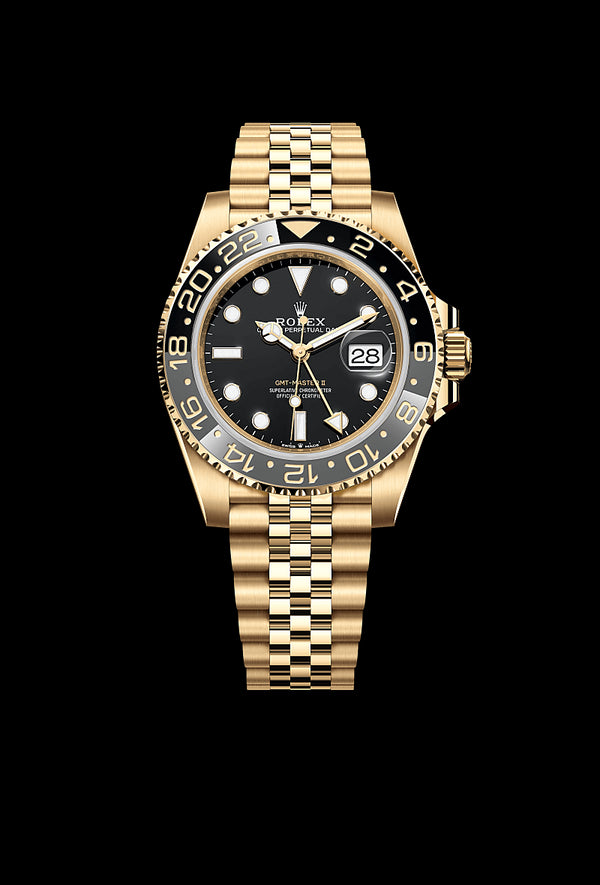 rolex GMT-Master II in 18 ct yellow gold, M126718GRNR-0001 - Zadok Jewelers