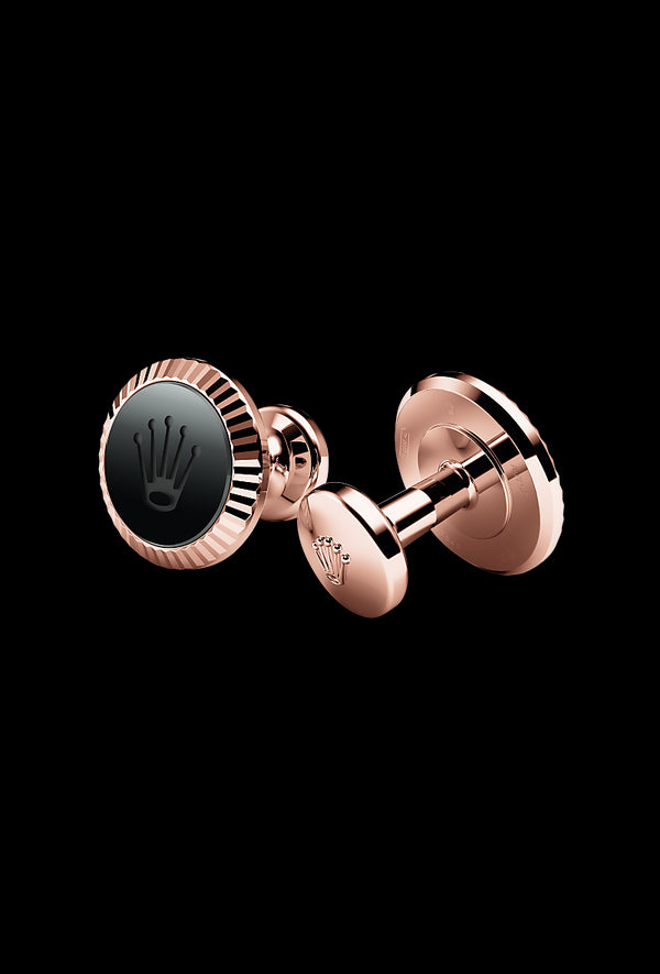 Rolex ‘Fluted’ cufflinks Everose gold and ceramic A1035 - 1
