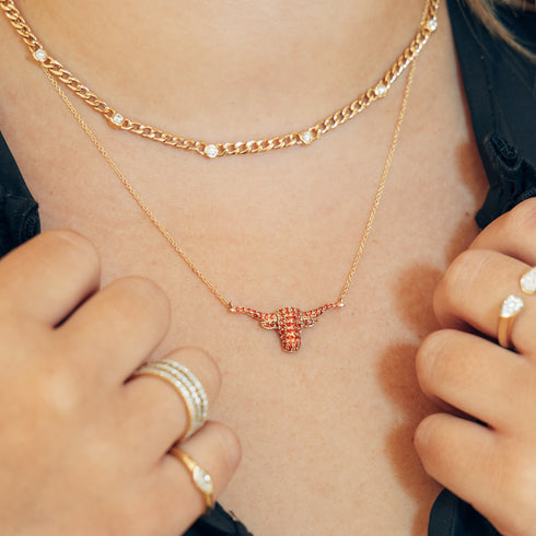 Longhorn Orange Sapphire Necklace Small - 2