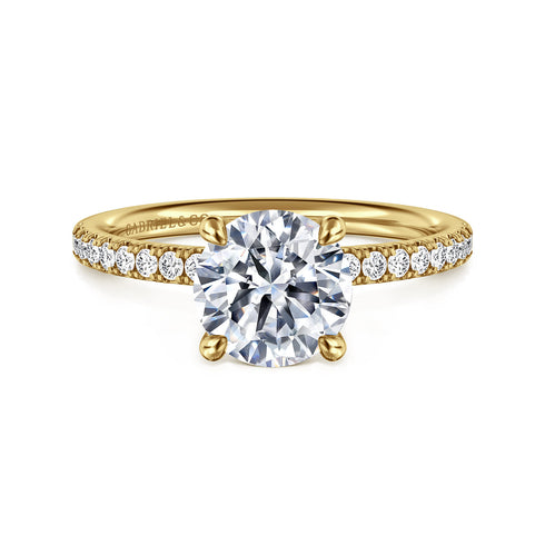Twain 14K Yellow Gold Round Diamond Engagement Ring (Setting Only) - 1
