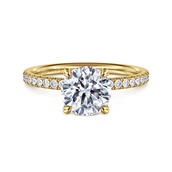 Twain 14K Yellow Gold Round Diamond Engagement Ring (Setting Only) - 1