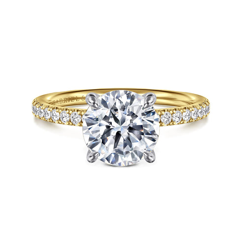 Twain 14K Yellow-White Gold Round Diamond Engagement Ring - 1