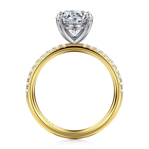 Twain 14K Yellow-White Gold Round Diamond Engagement Ring - 3