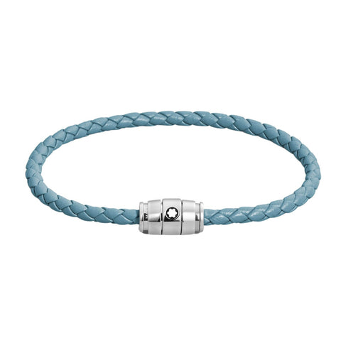 Three Rings Smoky Blue Leather Bracelet - 1