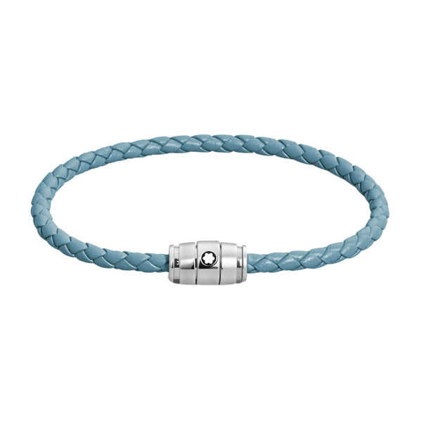 Three Rings Smoky Blue Leather Bracelet - 1