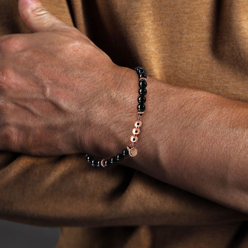 Bujukan 14K Rose Gold Black Onyx Beaded Bracelet - 4