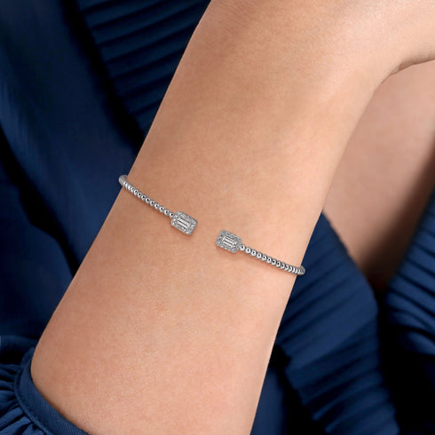 Bujukan 14K White Gold Diamond Bangle Bracelet - 5