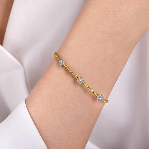 Bujukan Diamond Cluster Station Bangle in 14K White-Yellow Gold - 5