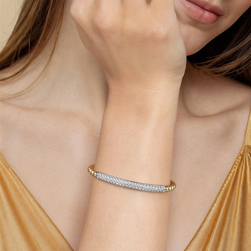 Bujukan 14K Yellow and White Gold Diamond Split Bangle Bracelet - 4