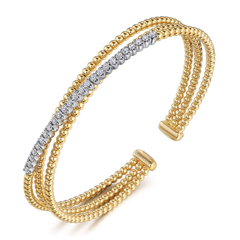 Bujukan Diamond Criss Cross Bangle in 14K White-Yellow Gold - 3