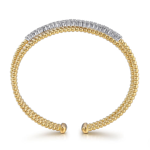 Bujukan Diamond Criss Cross Bangle in 14K White-Yellow Gold - 4