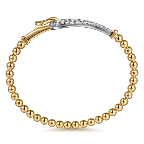Bujukan Diamond Link Split Bangle Bracelet in 14K White and Yellow Gold - 4