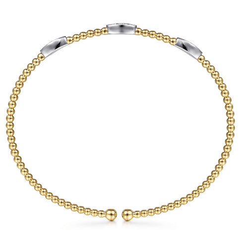 Bujukan Diamond Marquise Stations Bangle in 14K White-Yellow Gold - 3