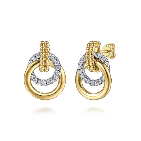 Bujukan Diamond Stud Earrings in 14K White and Yellow Gold - 2