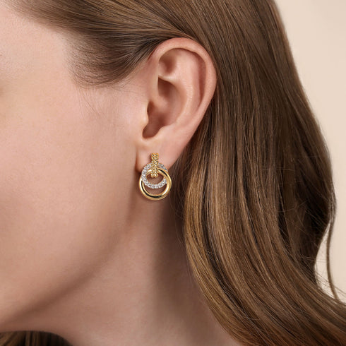 Bujukan Diamond Stud Earrings in 14K White and Yellow Gold - 3