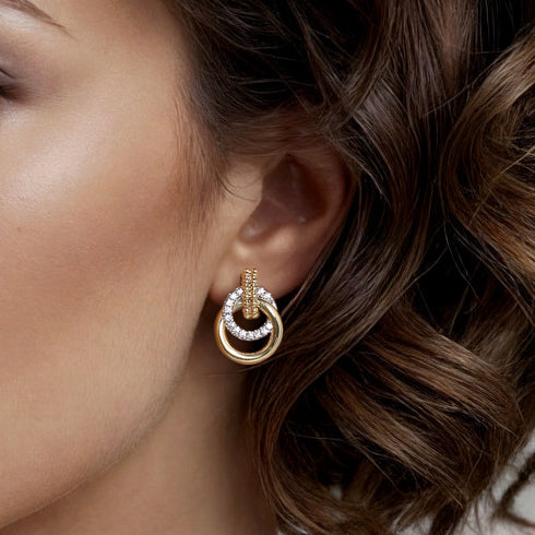 Bujukan Diamond Stud Earrings in 14K White and Yellow Gold - 4