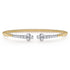 Bujukan 14K White and Yellow Gold Diamond Clover Open Bangle Bracelet - 1