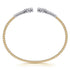 Bujukan 14K White and Yellow Gold Diamond Clover Open Bangle Bracelet - 3