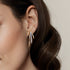 Diamond Three Row J Hoop Stud Earrings in 14K White and Yellow Gold - 5
