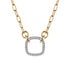 Open Cushion Shape Diamond Hollow Paperclip Chain Necklace in 14K White and Yellow Gold - 2
