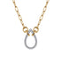 Open Teardrop Diamond Hollow Paperclip Chain Necklace in 14K White and Yellow Gold - 2