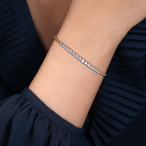 Bujukan Diamond Bangle in 14K White and Yellow Gold - 4