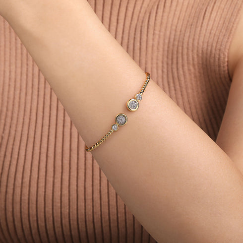 Bujukan Diamond Bangle in 14K White and Yellow Gold - 4