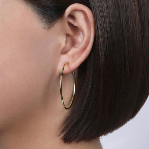 Contemporary Classic 14K Yellow Gold Hoop Earrings - 3