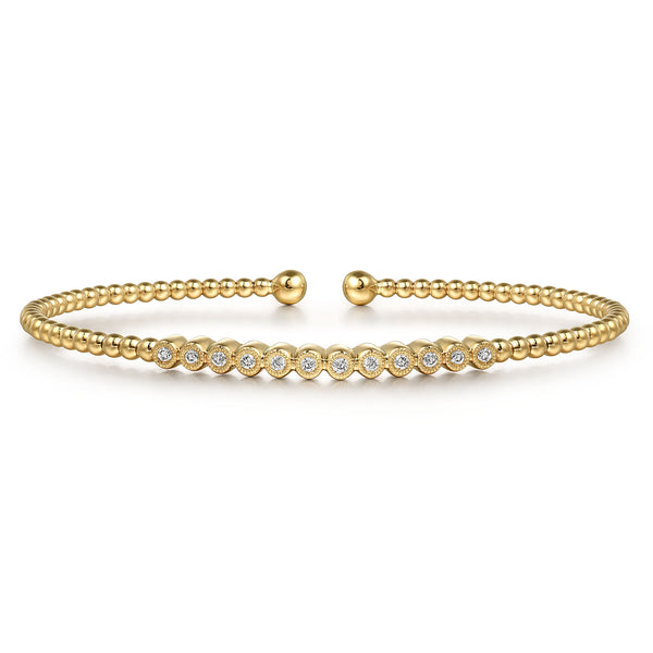Bujukan Bead Diamond Bangle in 14K Yellow Gold - 1