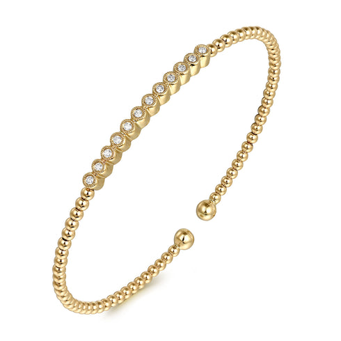 Bujukan Bead Diamond Bangle in 14K Yellow Gold - 2