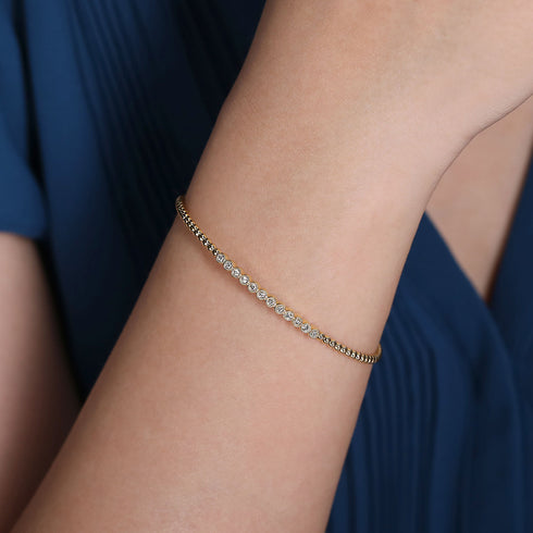 Bujukan Bead Diamond Bangle in 14K Yellow Gold - 4