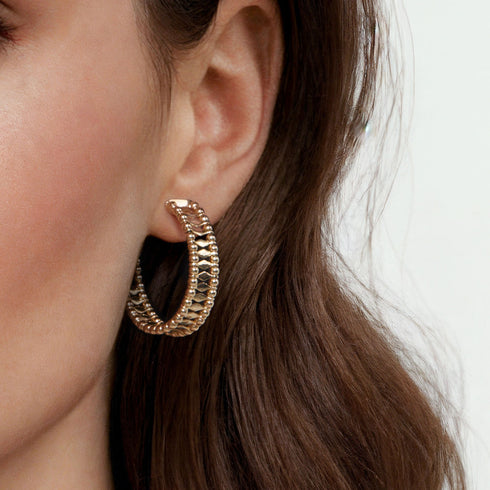 Bujukan 14K Yellow Gold Classic Hoop Earrings - 4